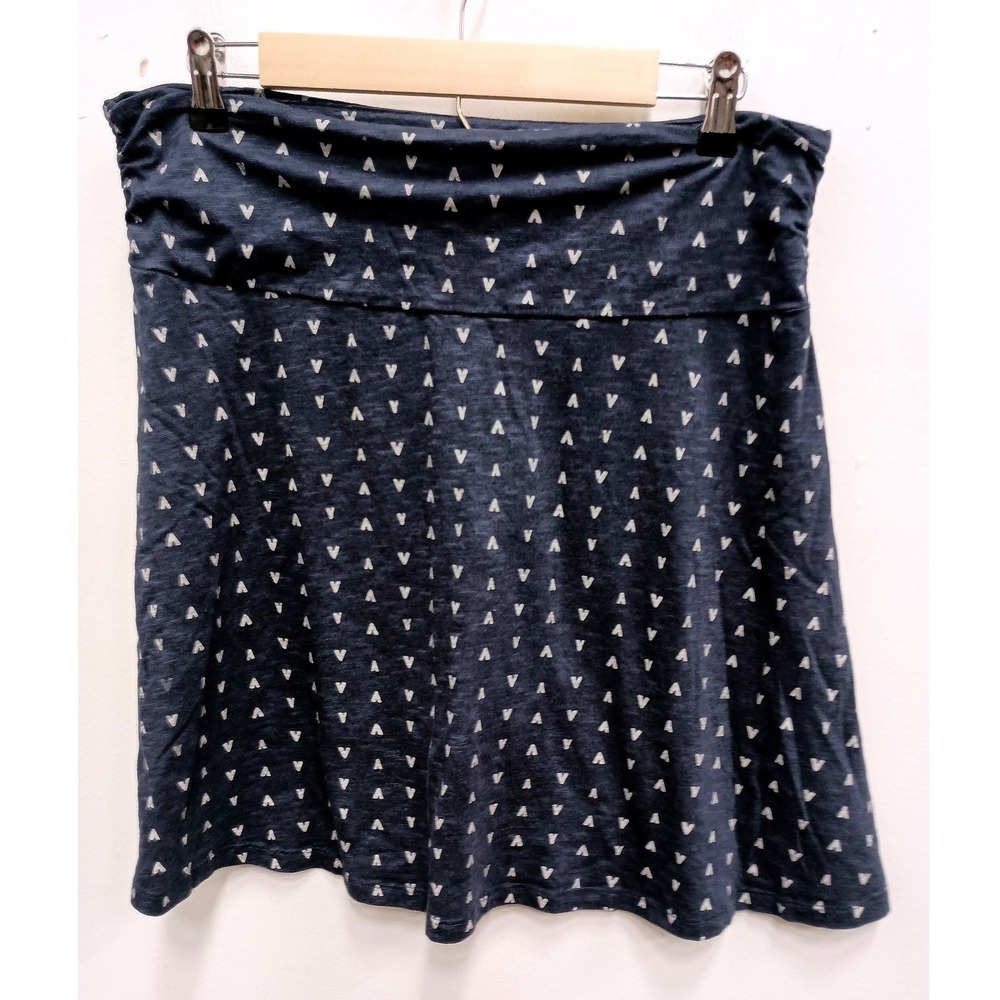 Toad&Co Chaka Skirt Womens Large Blue Heart Print Eco-Friendly Athleasure